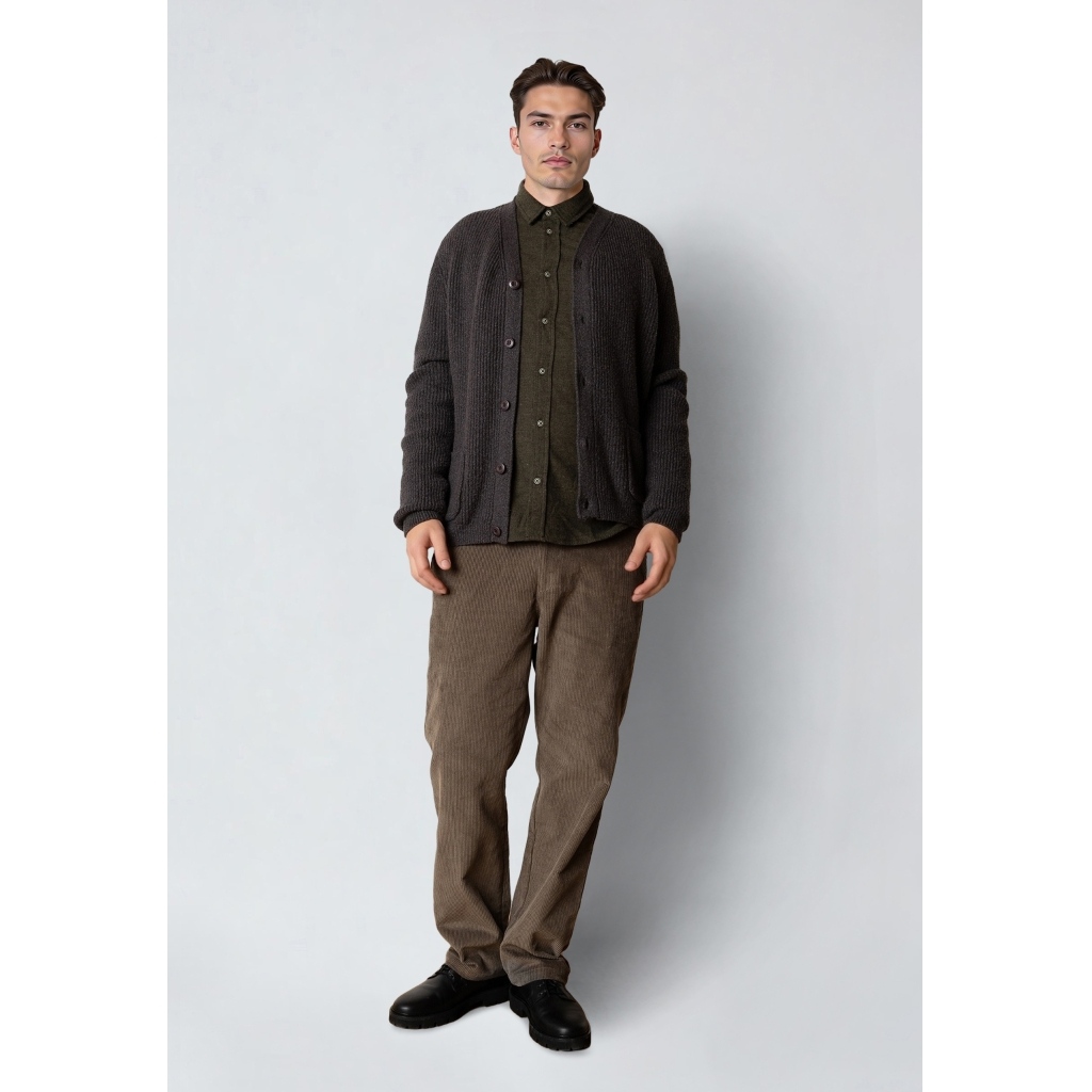 CLEANCUT COPENHAGEN Brooks Cardigan Taube Brown Melange Größe: L Farbe: T. Brown