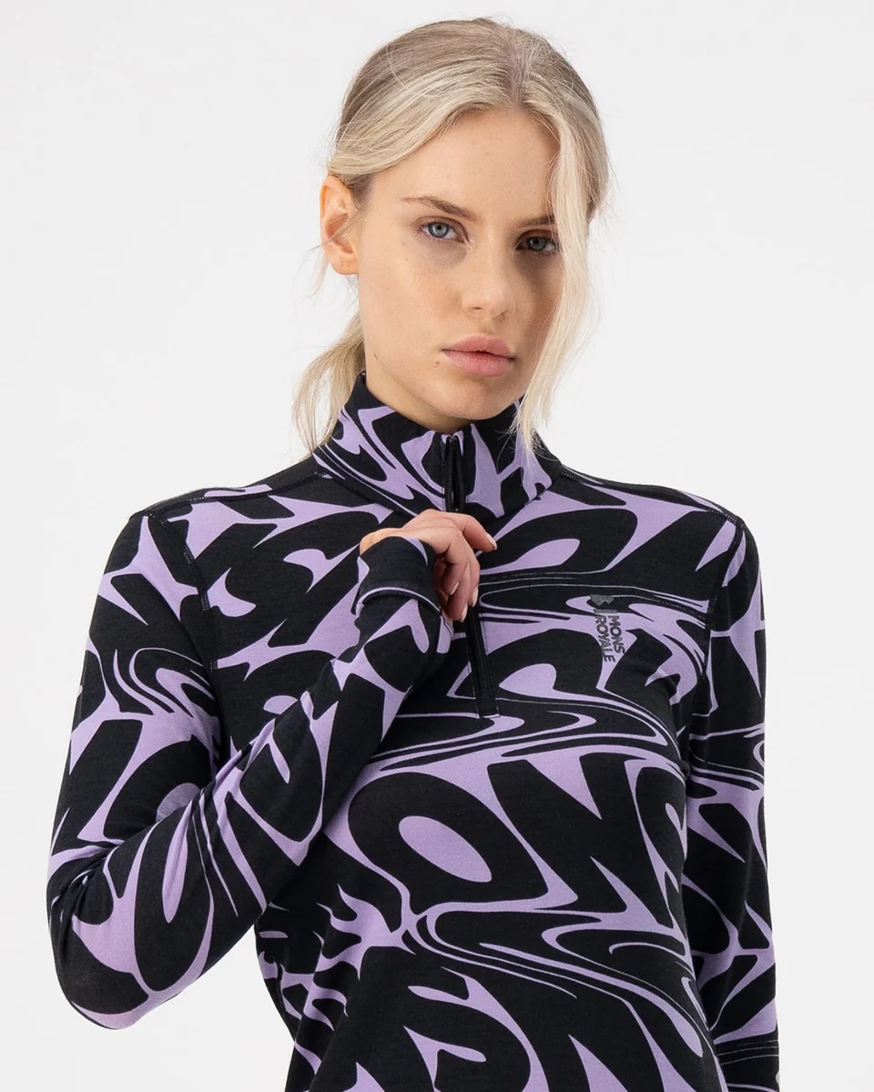 MONS ROYALE W CASCADE 1/4 ZIP Größe: XS Farbe: LUPIN
