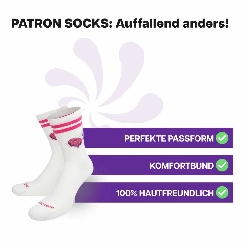 PATRON DONUT TENNISSOCKEN Größe: 41-46 Farbe: PINK